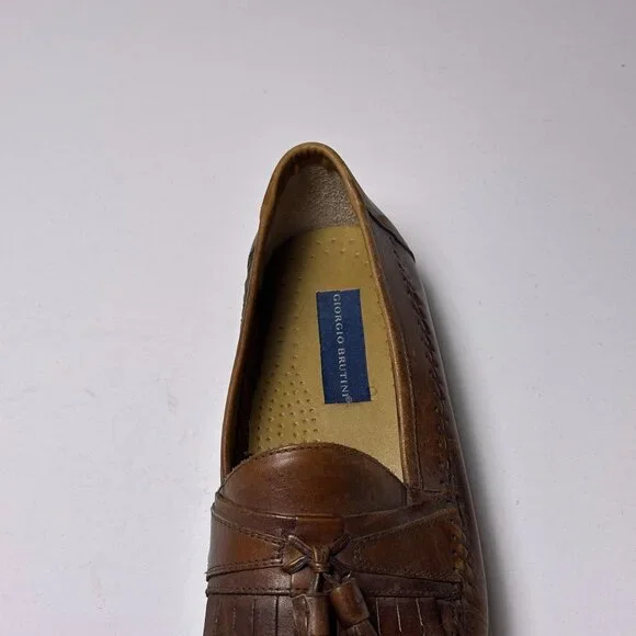 Giorgio Brutini Brown Tassel Leather loafers Shoes Men 10.5 Slip Ons Prep Casual - Picture 7 of 13